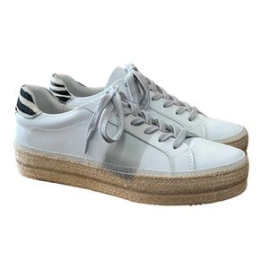 Leather White & cowhide Espadrille Sneakers NEW WITH BOX SZ 10